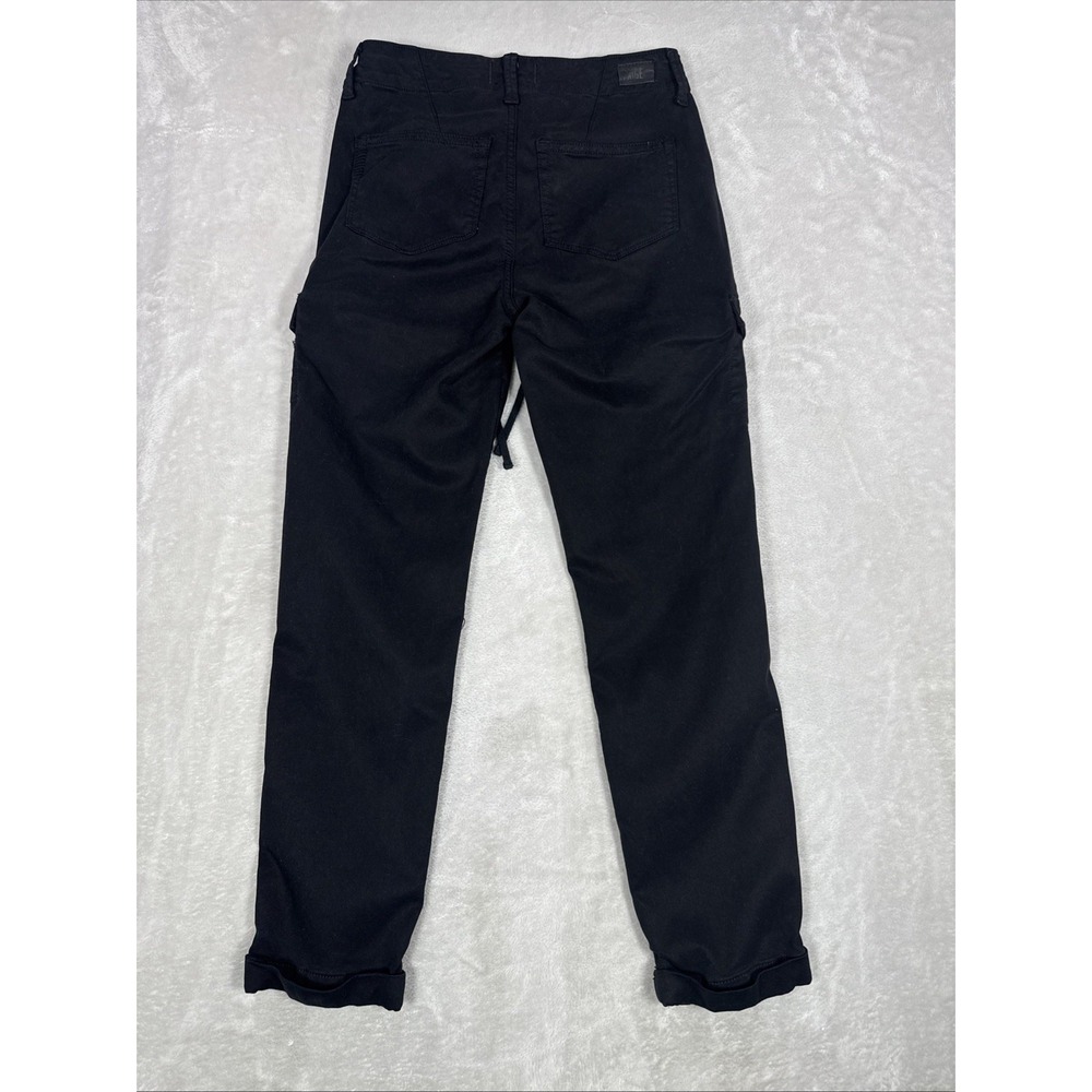 Paige Christy Cargo Pants Womens 25X26 Black Solid Elastic Waist Grunge GorpCore - Picture 2 of 7